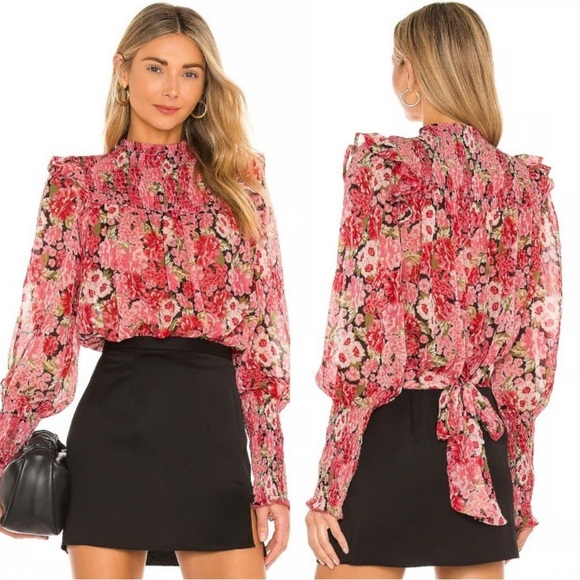 Bardot Tops - NEW Bardot Remi Floral Blouse in Pink Gardenia 8
